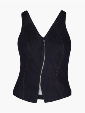 Aya Muse - Alis Cotton Denim Top - Dark Wash - S